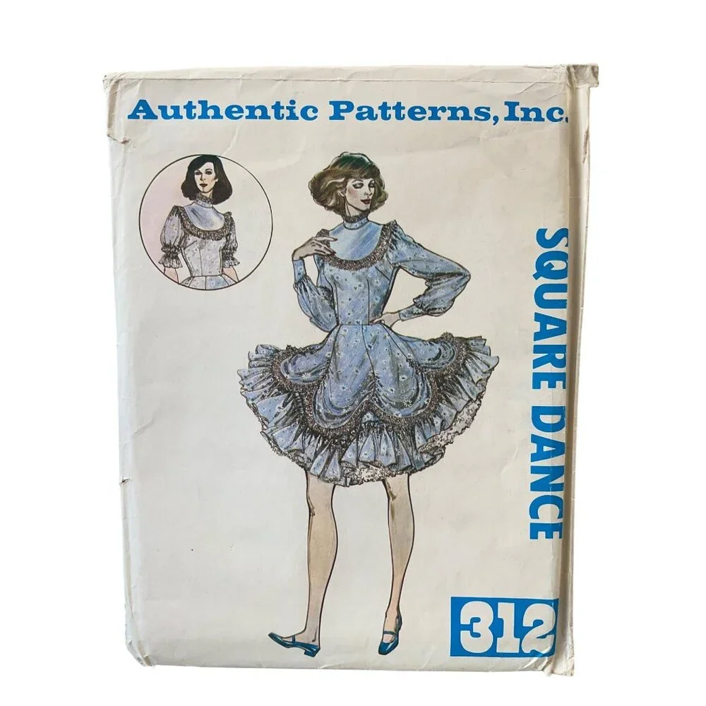 Authentic Patterns 312 Square Dance Dress Sewing Pattern Multi-Size 6 8 10 UNCUT